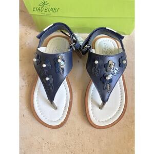 Ciao Bimbi New in Box girls toddler navy blue leather thong sandals 28EUR/11 US